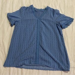 Unknown brand baby blue blouse short sleeve v neck